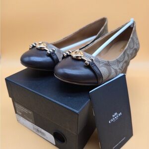 Coach Leila Ballet Flats in Khaki/Chestnut